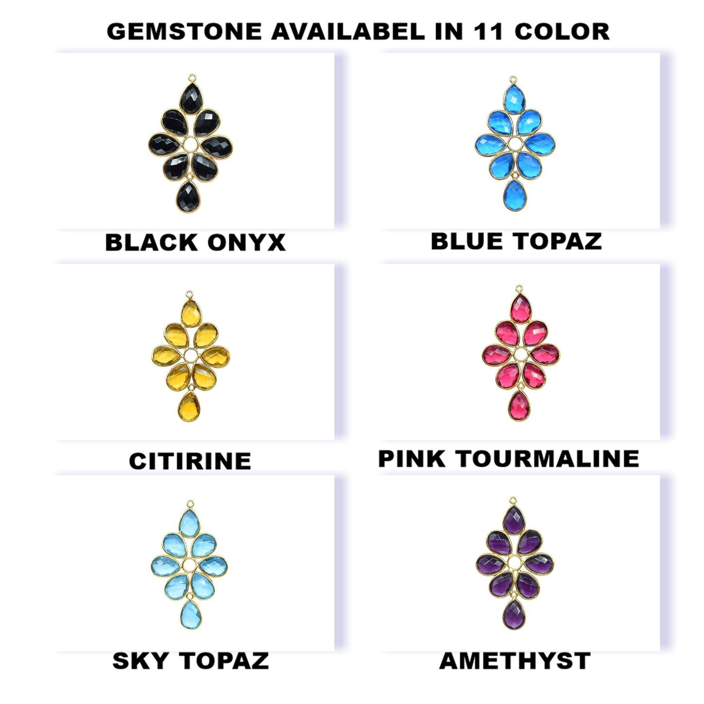 Components Earring Connectors,Craft Supplies,Handmade Pendant Beads Jewelry,Teardrop Station Bezel Link Pendants,Gemstone Flower Pendant