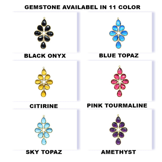 Components Earring Connectors,Craft Supplies,Handmade Pendant Beads Jewelry,Teardrop Station Bezel Link Pendants,Gemstone Flower Pendant