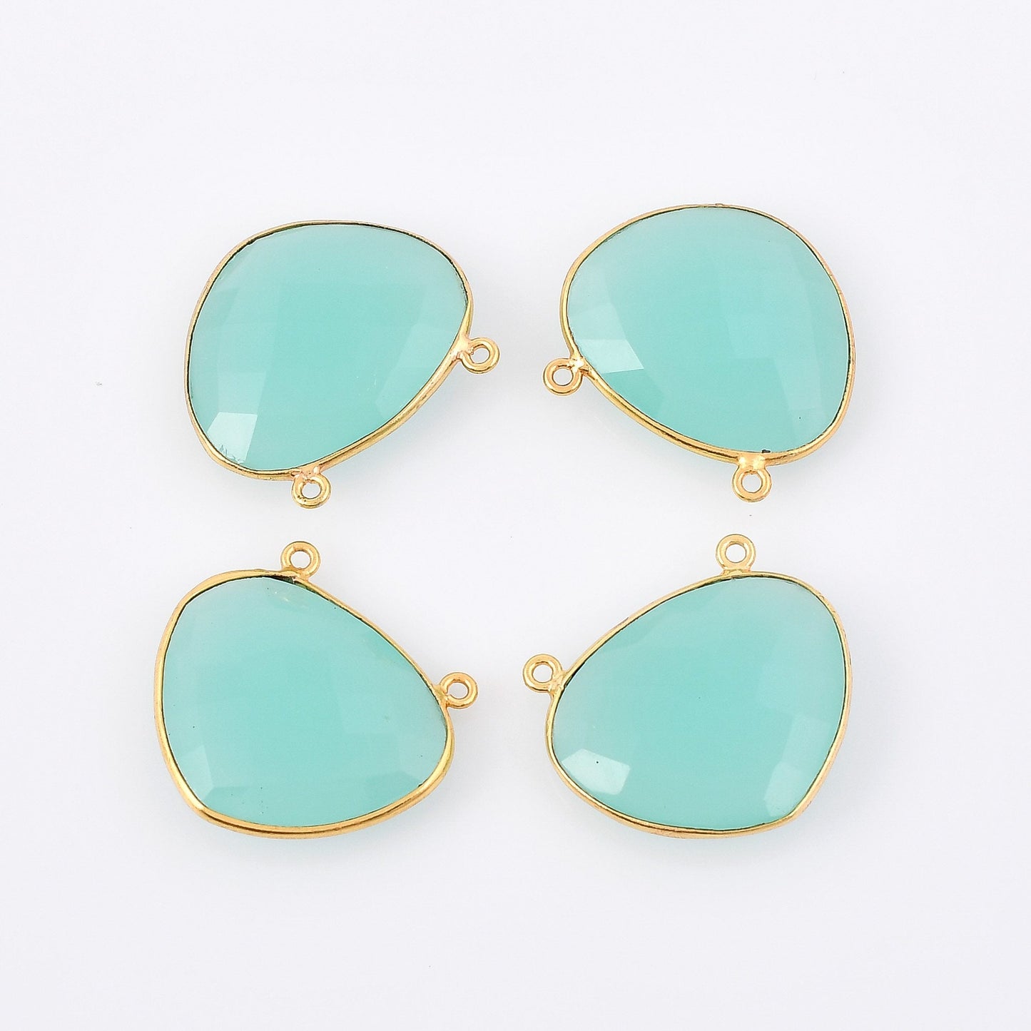 Aqua chalcedony 20x24mm Bezel Charm Pendant,irregular Shape Gold Plated bezel,chalcedony Bezel Charm,jewelry making charm,Gemstone connector