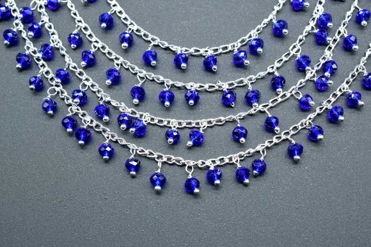 Blue sapphire Quartz Cluster Rosary Chain,sapphire Faceted Rosary Chain,Dangling Rosary Chain,Unqiue Rosary,Wire Wrapped Beads Rosary,Rosary