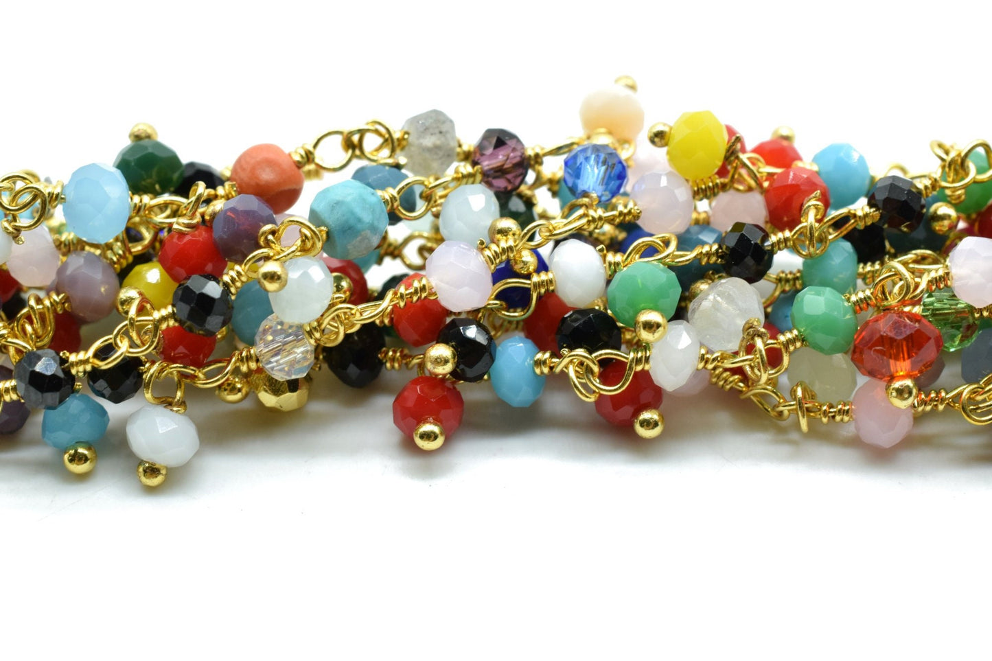 Multi Stones Cluster Rosary Chain,beaded Flower Chain Beads 3mm Rondelle faceted,Cluster Rosary Chains,Dangling Flower Chain,Rosary Chain