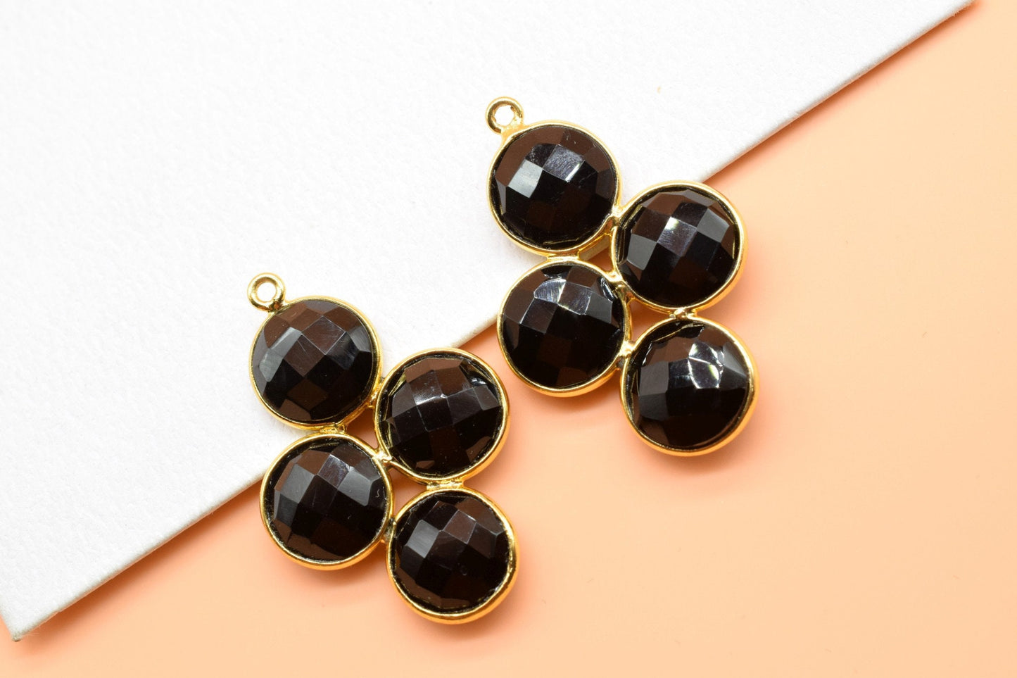 Black Onyx jewelry component,Black Onyx Attached Bezel,Black Onyx connector,Black Onyx Necklace Pendant,Gemstone component, Jewelry Making