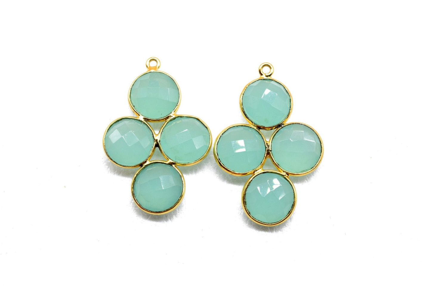 Aqua Chalcedony Earring,Aqua Chalcedony Pendant,Aqua Chalcedony Bezel,10mm Round Bezel,Pendant Connector,Six Attached Bezel,Necklace Pendant