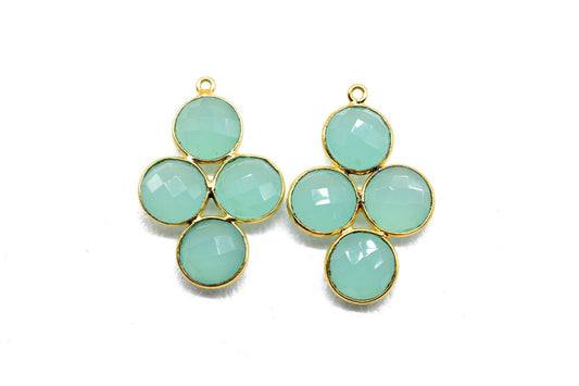Aqua Chalcedony Earring,Aqua Chalcedony Pendant,Aqua Chalcedony Bezel,10mm Round Bezel,Pendant Connector,Six Attached Bezel,Necklace Pendant