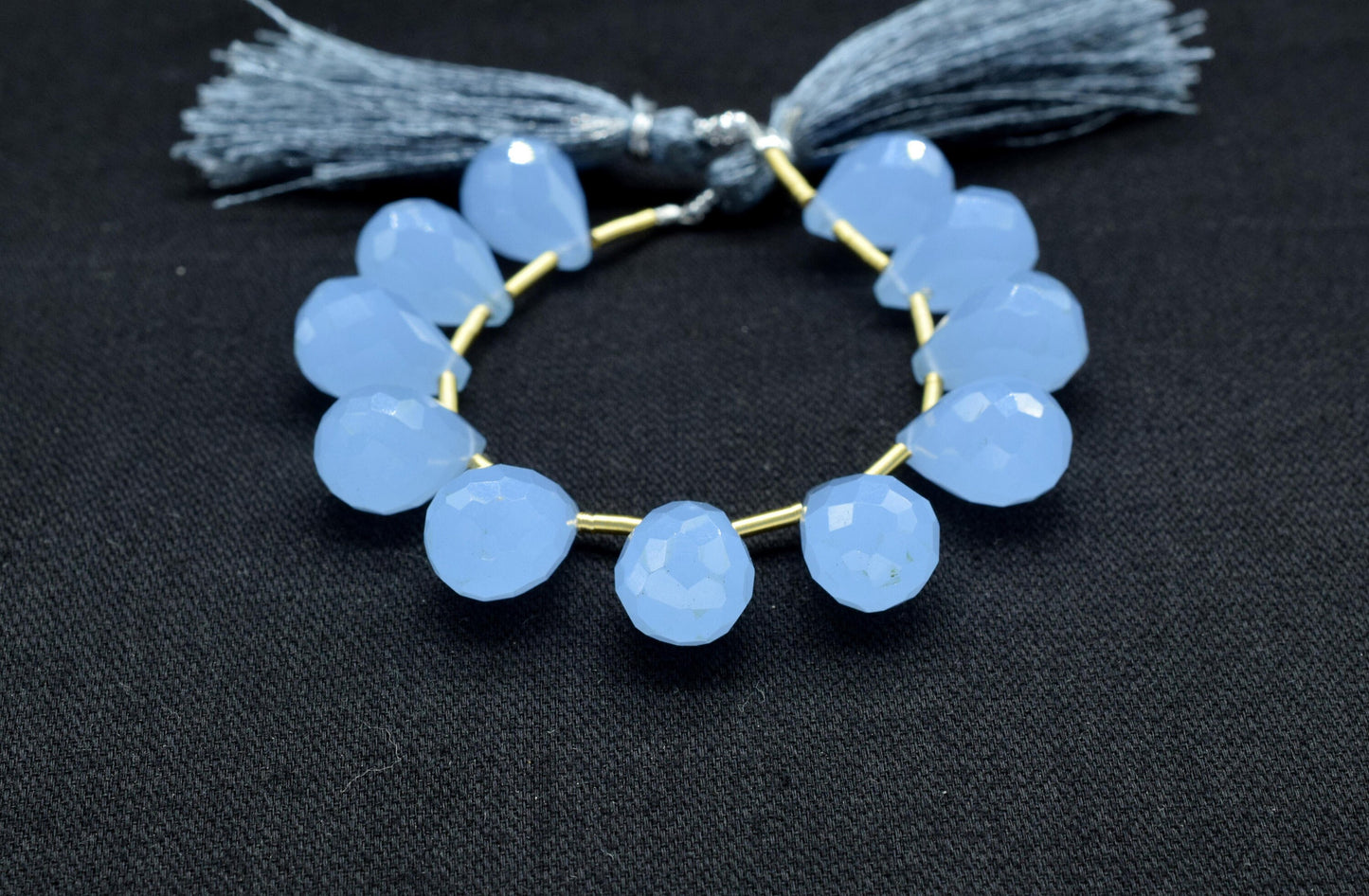 Blue Chalcedony Teardrop Shape Briolette, 10x14mm Drop Beads , Blue Chalcedony Faceted Drop Shape Briolette , AAA Quality Briolette