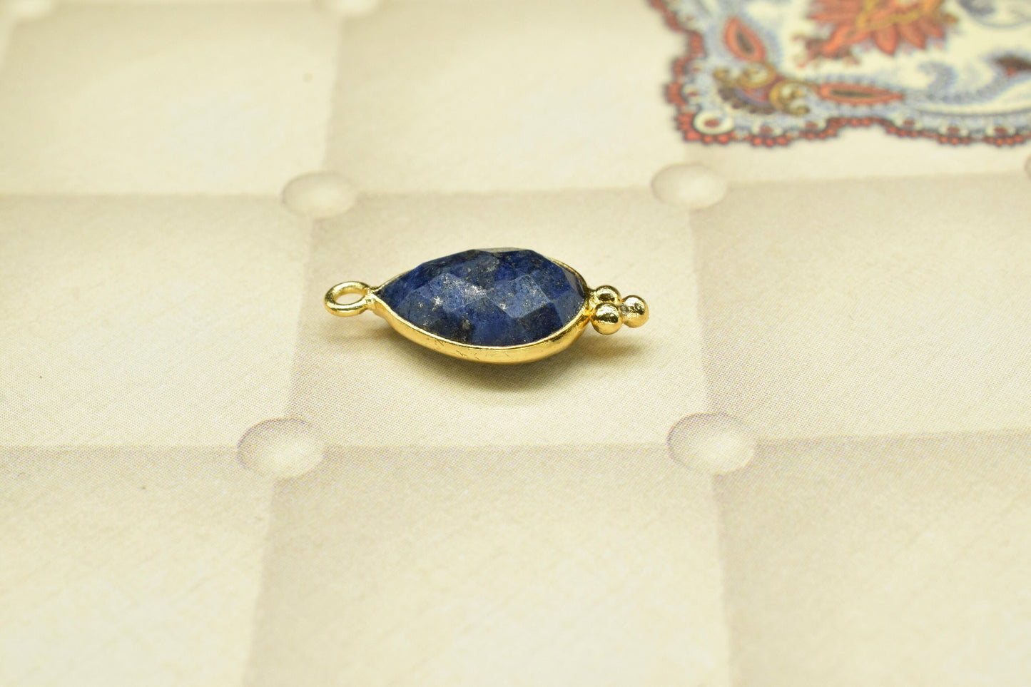 Lapis Lazuli 10x14mm teardrop shape Gold Plated bezel,Lapis pendant Handmade gold charm Jewelry,Lapis single Bail Brass Pendant Jewelry,Gift