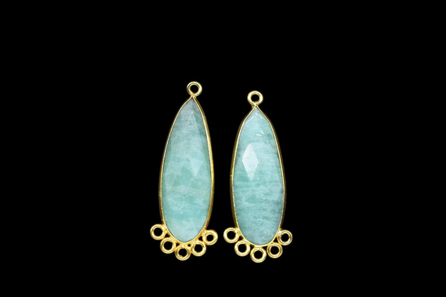 Amazonite 10x30mm Teardrop Bezel Charm/Charms Connector/Handmade Jewellery Connectors/Gemstone Brass Component/Women Jewelry/Gift