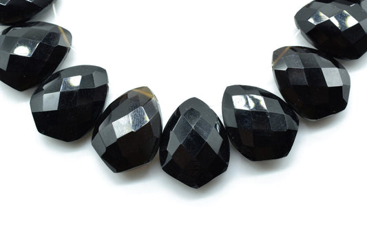 Black onyx 12x16mm Faceted Pear Shape Beads,Tie Shape Briolettes,Pear Shape Briolettes,Semiprecious Briolettes,jewelry making supplies