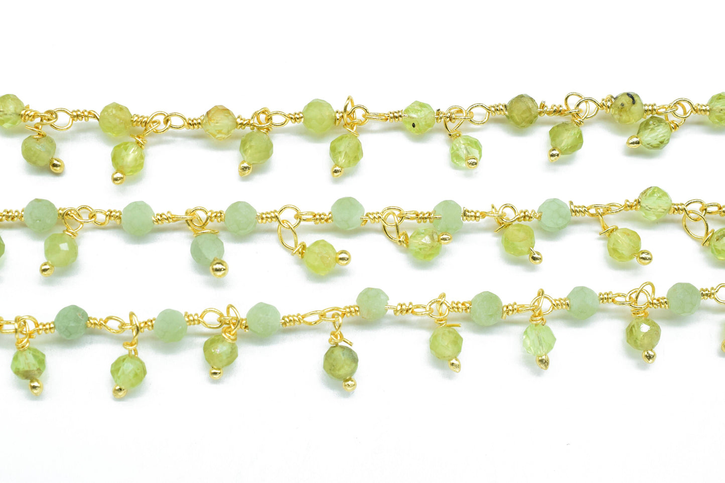 Natural Peridot Cluster Rosary Chain,Wire Wrapped Necklace Chain,Peridot 3mm Dangling Chain,Gemstone Rosary Chain,Handmade Jewelry Carft