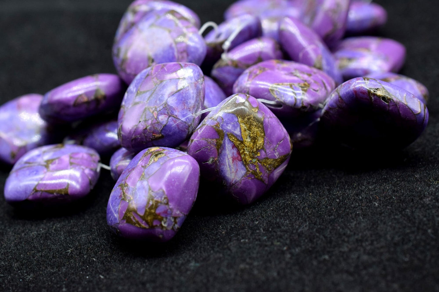 Purple Copper Turquoise 14mm Smooth cushion beads,Calibrated Gemstones Briolette,cushion Shape Briolettes,Side drilled Briolette,Turquoise