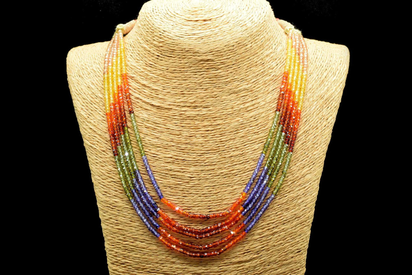 5 Strands AAA Quality Semi precious  3mm Faceted Rondelles Ready To Wear Necklace,Natural Cubic Zircon Beads Necklace Zirconia Faceted Beads