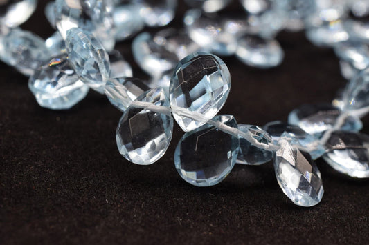 Sky topaz Teardrop 7x10mm Briolettes,Natural Gemstone Teardrop Briolettes,Super fine Sky topaz briolette,jewelry making briolettes for topaz