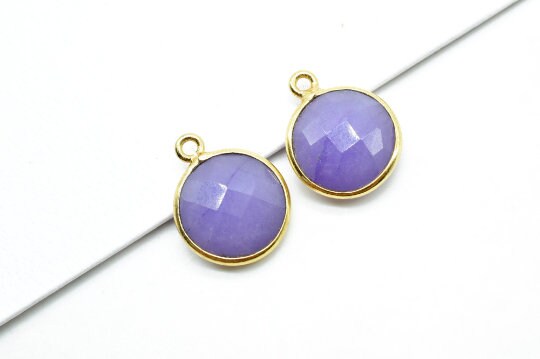Lavender 16mm Round Bezel charm,Brass Gold Plated bezel,Lavender Pendants,Lavender handmade charms,Lavender coin shape charms,Lavender bezel