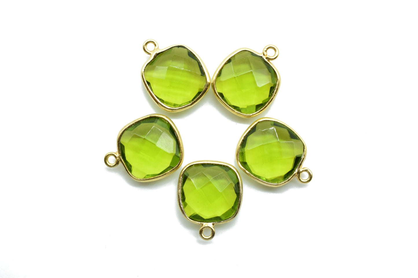 Peridot 12mm cushion single loop connectors,Elegant Peridot Gemstone Components cushion Shape Connectors,Earring connectors,Earrings Pendant
