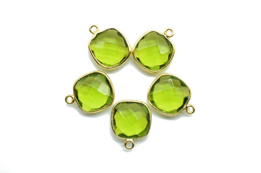 Peridot 12mm cushion single loop connectors,Elegant Peridot Gemstone Components cushion Shape Connectors,Earring connectors,Earrings Pendant