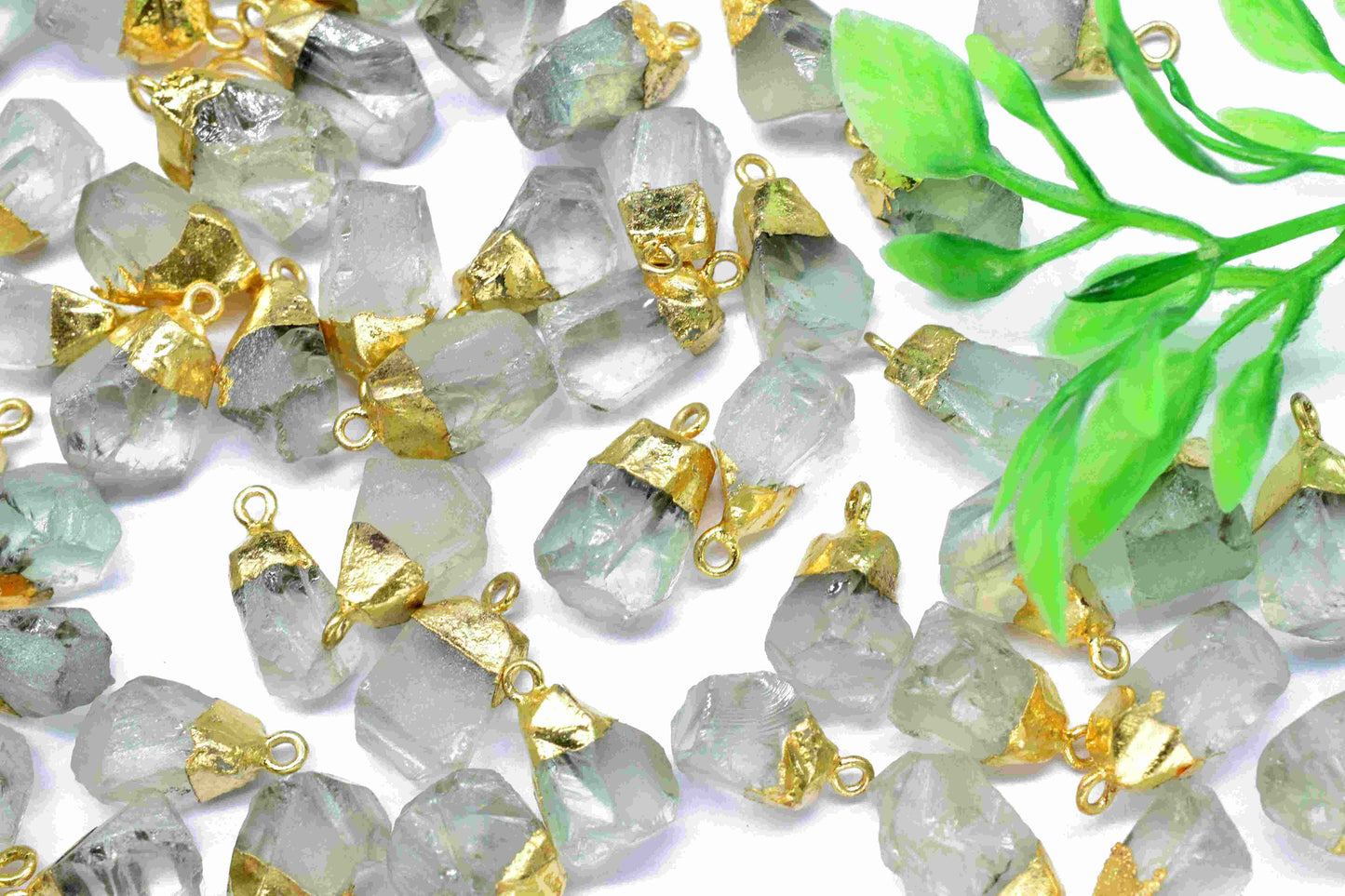 Natural Raw Rough Aquamarine Gemstone Pendant,Rough Gemstone Gold Plated Connectors,Aquamarine Birthstone Charms,Aquamarine Crystal Necklace