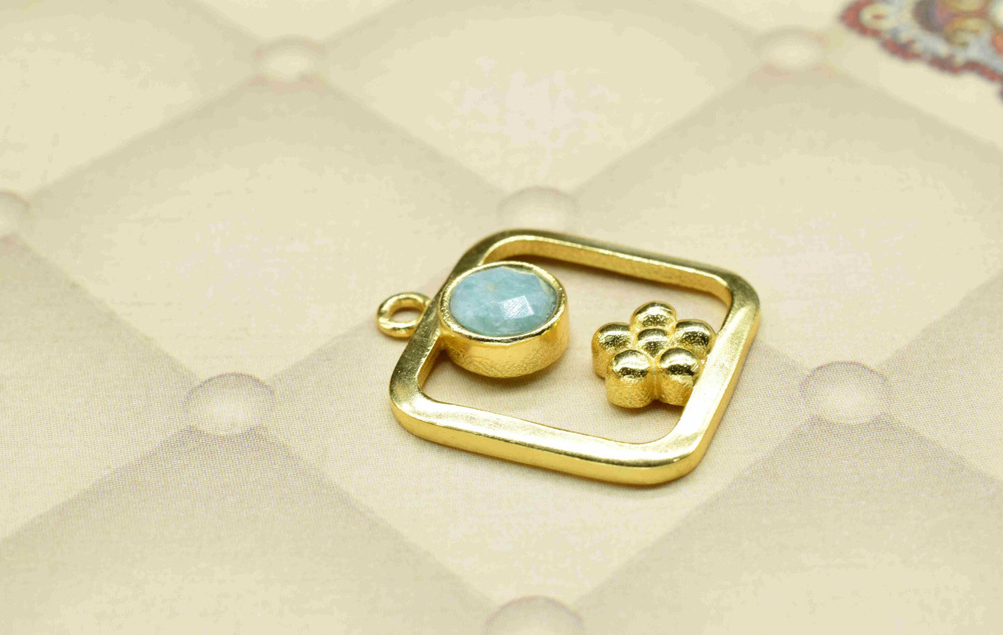 Amazonite Gemstone Component ,Amazonite Connector Pendant , Gold Plated Connectors , Pendant Jewelry , Earring Component , Women Jewelry