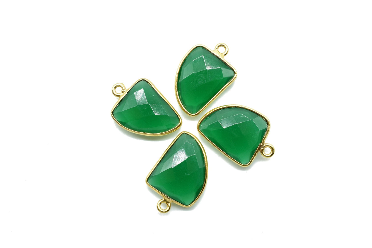 Green Onyx 12x15mm Horn shape single bail charms,Green Onyx fancy pendant,Green Onyx Gold Plated bezel,jewelry making charms,Horn connectors