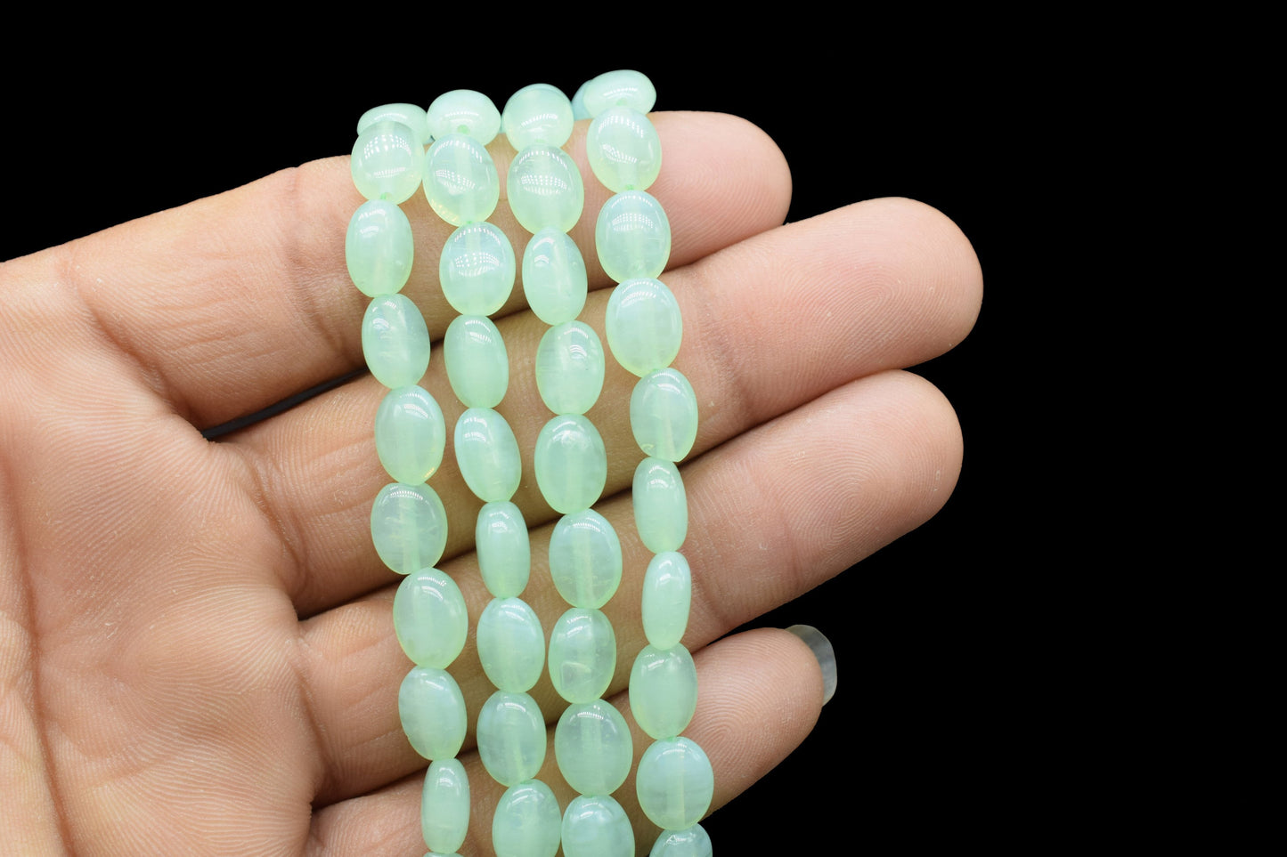 Prehnite Smooth Oval Beads,Prehnite Quartz Smooth Beads,Loose Beads for Jewelry Making,Prehnite Plain Oval Beads,Prehnite Smooth Nuggets