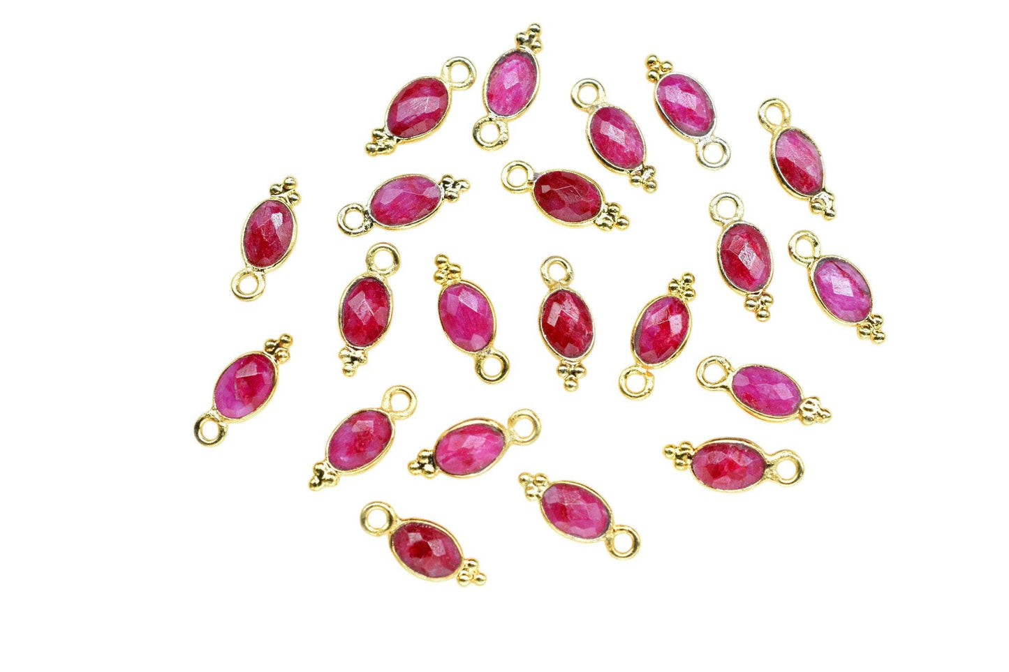 Natural Gemstone Ruby Charms Connector/Handmade Jewelry/Gold Plated Connector/Tiny Pendant/Ruby Pendant/oval Shape Connector/Gemstone Charms