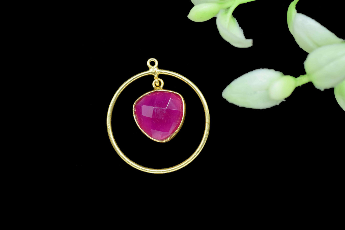 Gemstone Trillion Bezel Pendant,Finding Round,Women Earring,Bridal Earring,Station Link Supply,Gemstone Circle Components,Pendant Jewelry