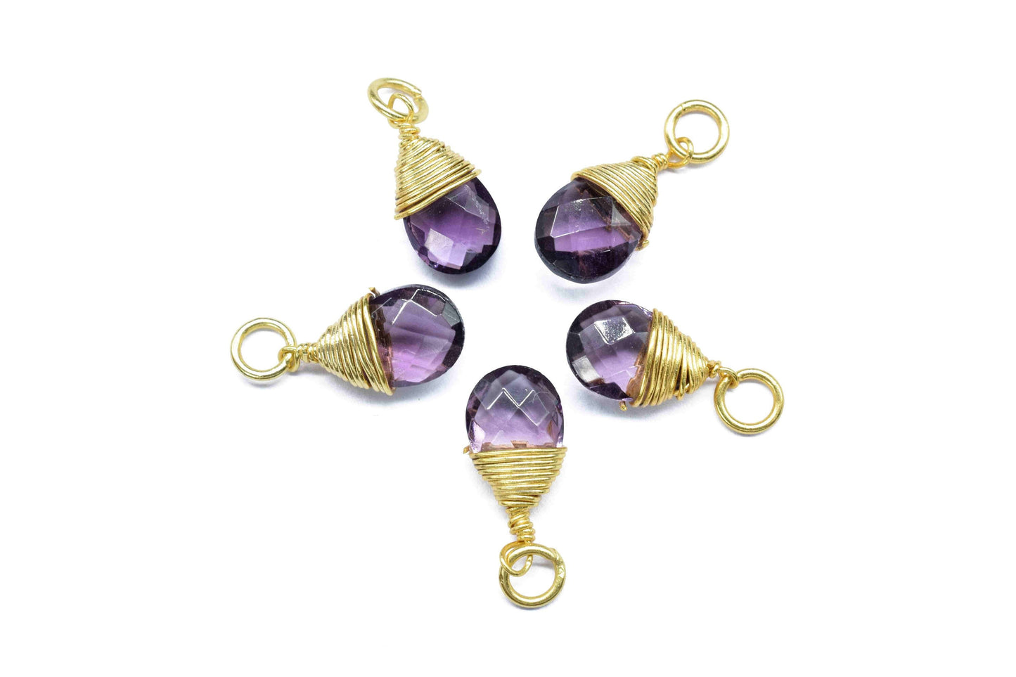 Amethyst Faceted Connector,Loop Connector,Pear Pendant Jewelry,Purple Gemstone Wire Wrapped Pendant,Wire Wrapped Necklace,Amethyst Jewelry,