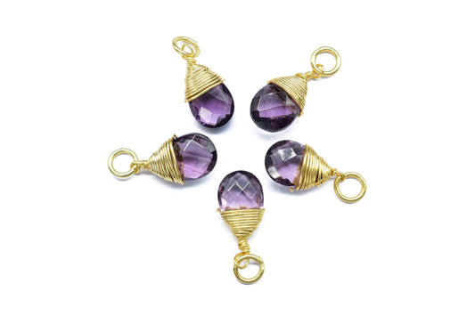 Amethyst Faceted Connector,Loop Connector,Pear Pendant Jewelry,Purple Gemstone Wire Wrapped Pendant,Wire Wrapped Necklace,Amethyst Jewelry,