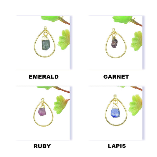 Natural Rough Stone Pendant,Finding Teardrop,Wedding jewelry,Bridal Jewelry,Gemstone Components,Electroplated Pendant Jewelry,Station Link