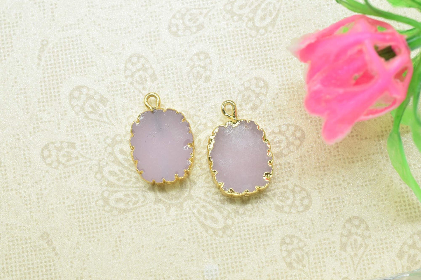 Rose Chalcedony Pendant Charm,Pendant necklace Connector,Rose Quartz Pendant Jewelry,Pendant necklace Connector,Rose Quartz Pendant Jewelry