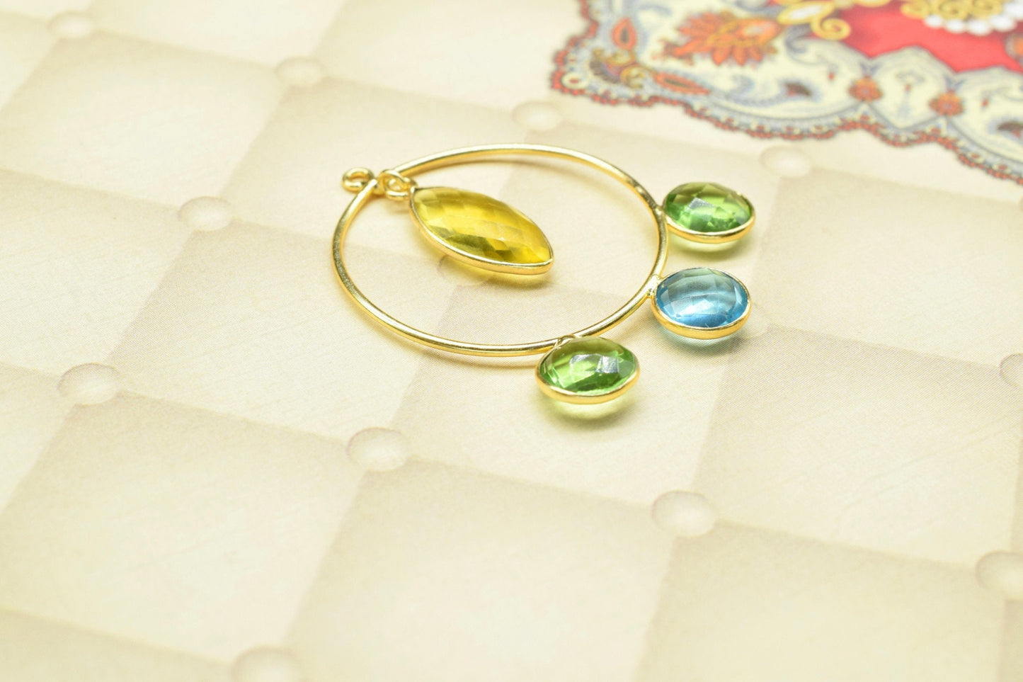 Multi Stone Dangle Component Earring,Finding Round Earring,Circle Earring,Multi Stone Earring jewelry,Mixed Gemstone Component Connector