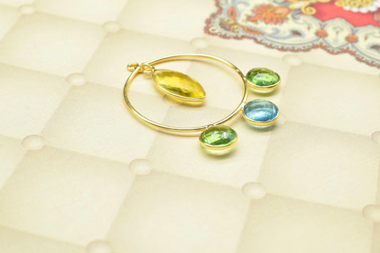 Multi Stone Dangle Component Earring,Finding Round Earring,Circle Earring,Multi Stone Earring jewelry,Mixed Gemstone Component Connector