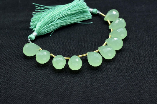 Prehnite Faceted drops Shape Briolette,10x14mm Drop Beads,Prehnite Faceted Teadrop Briolette , AAA Quality Briolette Beads.jewelry beads
