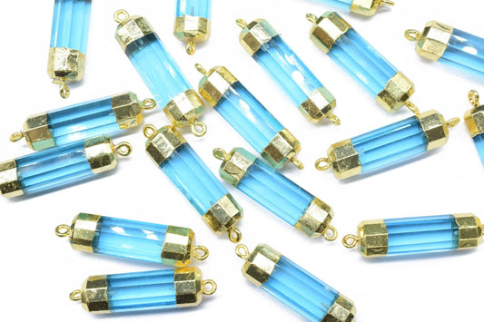 Sky Topaz Pointed Pendants,Gemstone Sky Topaz Jewelry Making Supply,Double Bail Point Connectors,Pencil Pendants,Handmade Pencil Charms,Gift