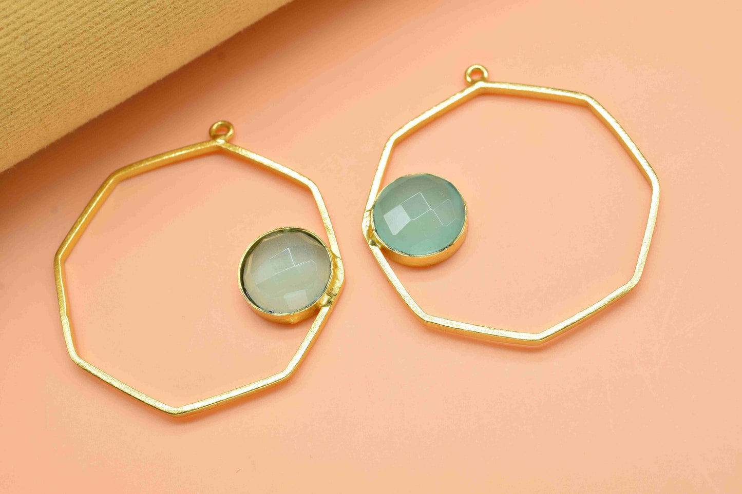 Aqua Chalcedony Gemstone Pendants, Finding Hexagon Shape Connector, Chalcedony 10mm Round Earring, Finding Component Necklace,Aqua Jewellery