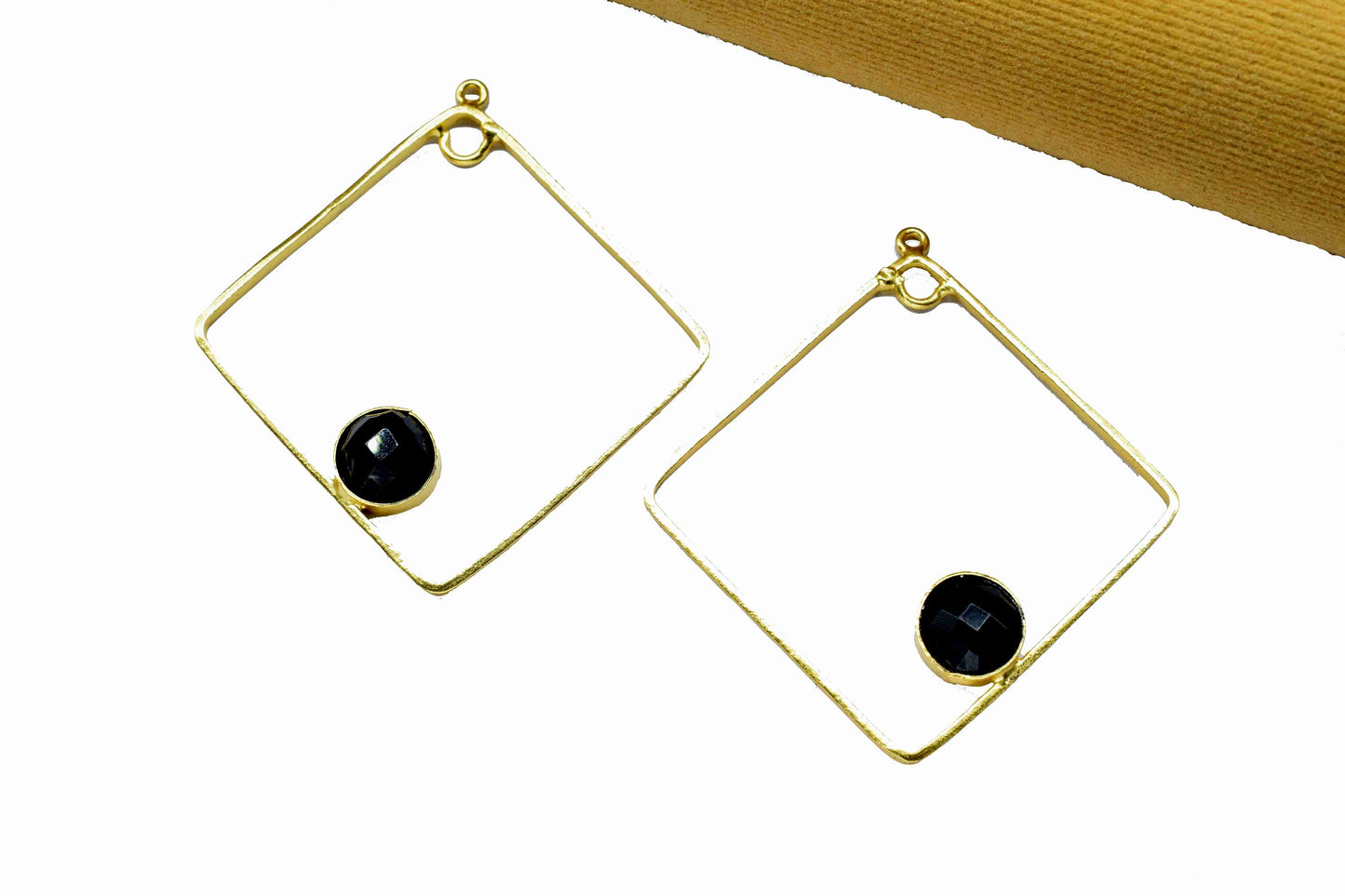 Black Onyx Gemstone Component Earring,32mm Square Shape Earring Connector,Gemstone Component Earring,Finding Necklace Component Jewelry,Gift
