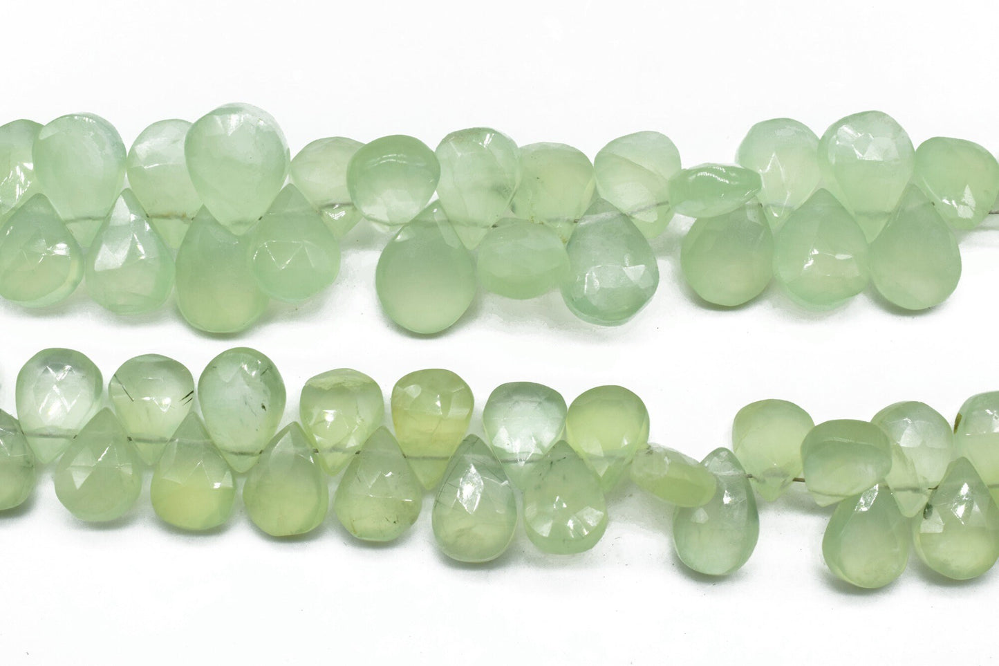 Prehnite Faceted Pear Shape,7x10 mm Prehnite teardrop,Prehnite Briolette,Green Prehnite beads,Prehnite pear shape strand,braclet making bead