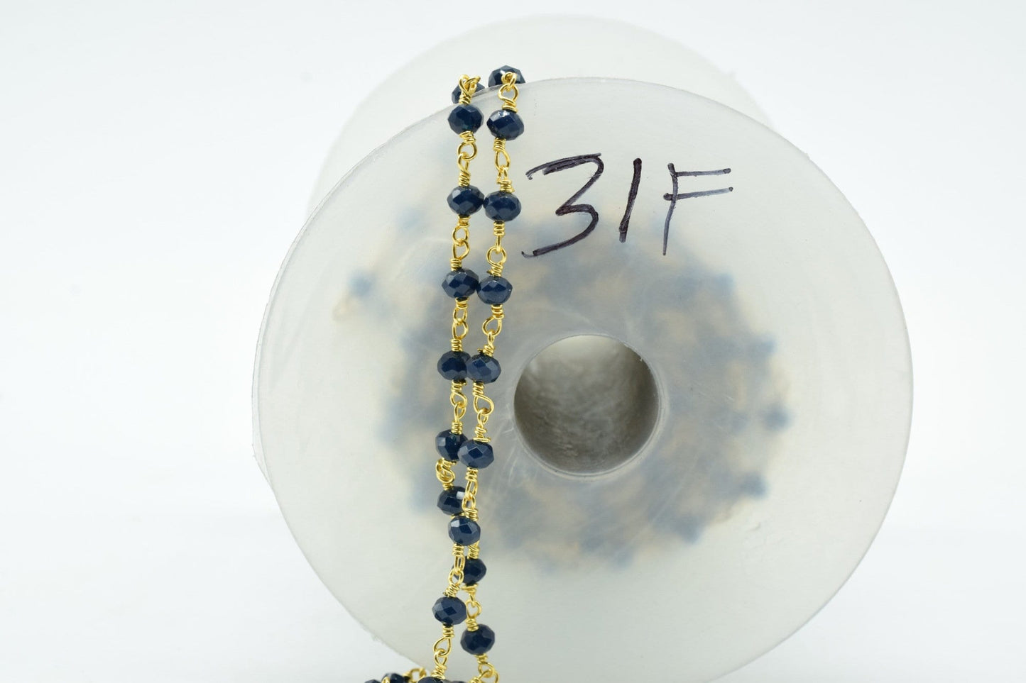 Blue Agate 3mm Beaded Chain,Blue Agate Rosary Chains,Blue Agate Gold Plating Wire Wrap Chain,Brass chain,Jewelry Making Chain,Rosary chain