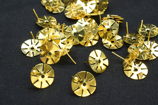 Gold Plated Brass Earring post Studs,17mm Round Earring connectors,Brass Earring charms,Earring findings jewelry,Earring connectors,B'Gifts