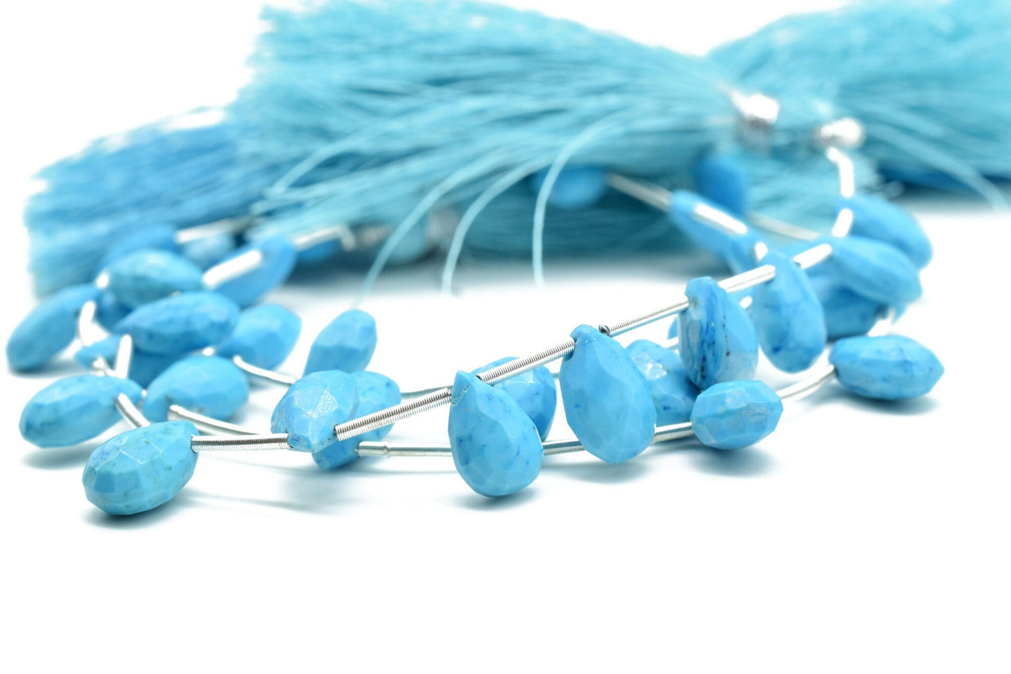 Natural Turquoise Drop Shape Briolettes,Turquoise teardrops,Genuine Turquoise-Faceted Pear Shape Briolette,Turquoise 7x10mm TearDrop shape