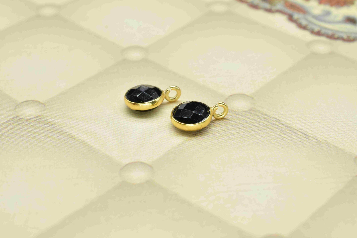 Black Onyx 6mm Round Earring Connector,Black Gemstone Studs,Black Onyx Earring Connectors,DIY Jewelry Making Supply,Round Connector Jewelry