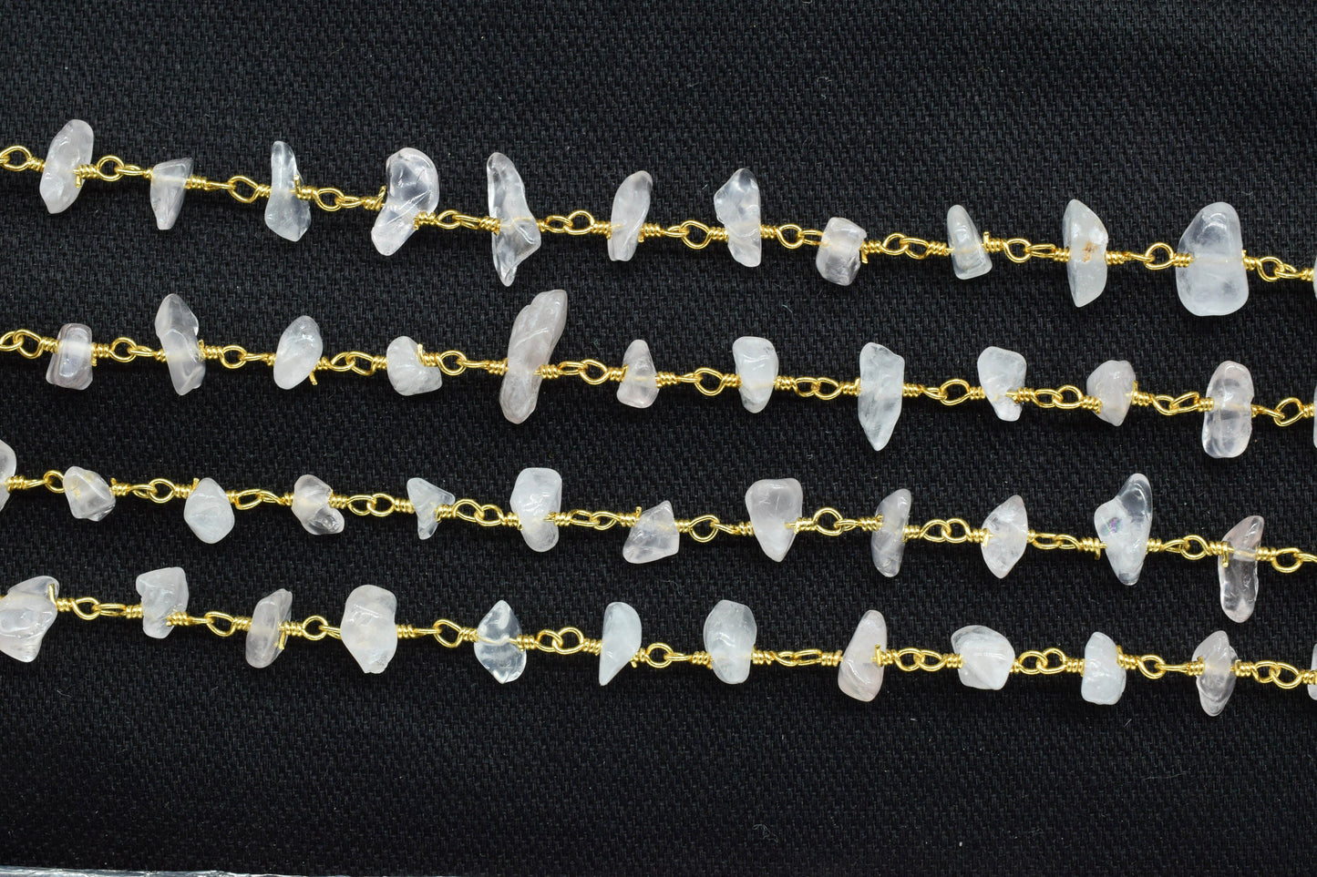 Rose Quartz Chips Rosary Chain,Nugget Rosary Chain,Finding Wire Wrap Necklace Chain,Gemstone Rosary Necklace,Handmade Jewelry Carft Supplies