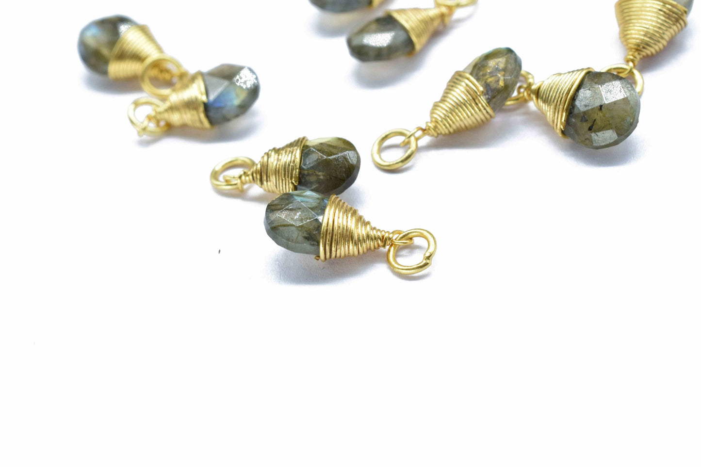 Labradorite Faceted Connector,Labradorite Jewelry ,7x10mm Teardrop Shape Connector,Gemstone Wire Wrapped Pendant,Labradorite Pendant Jewelry