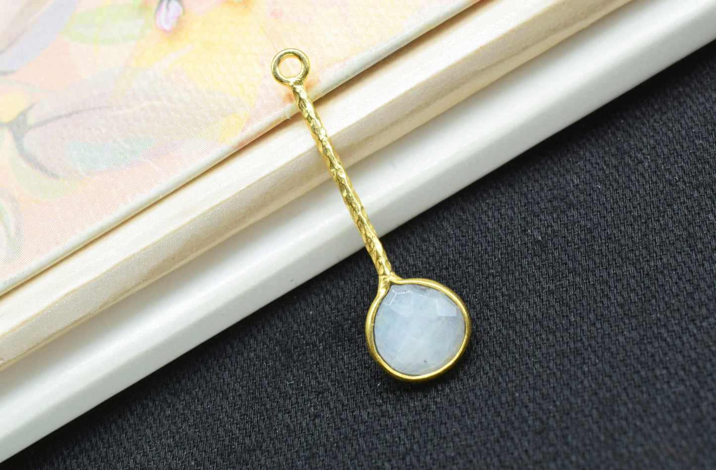 Moonstone Charm/Gemstone Component/Faceted Moonstone Single Bail Charm/Necklace Pendant/Heart Shape Charm/Summer Collection/Wholesale Supply