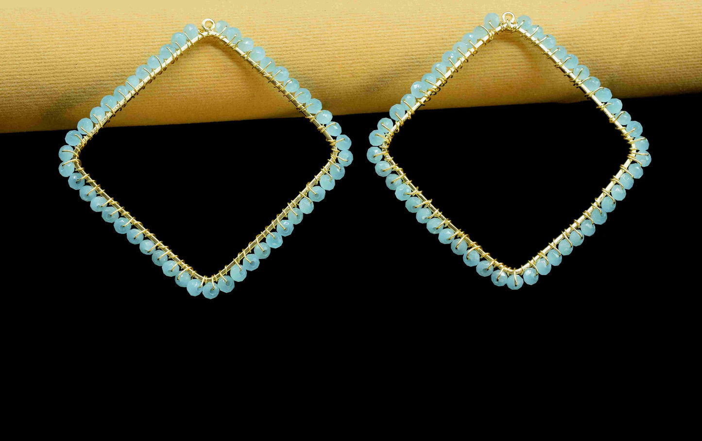 Aqua Quartz Wire Wrapped Earring,Gemstone Component,Handmade Pendant,Dangle Earring Component,Findings Earring Component,Beaches Jewelry,