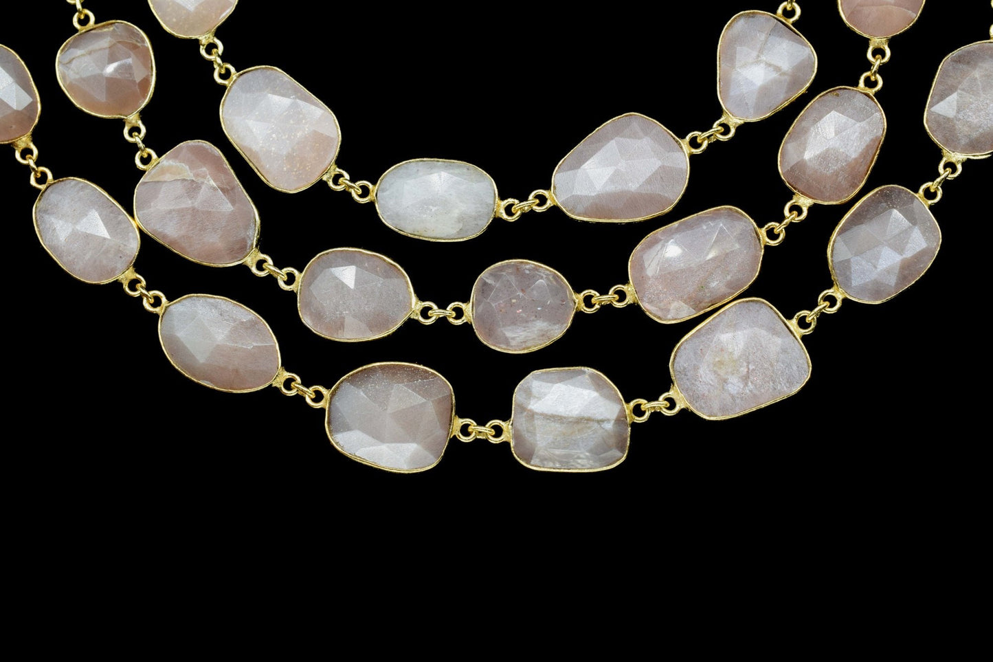 Peach Moonstone Faceted Bezel Connector,Moonstone Bezel Chain,Free Size Gemstone Connector,Jewelry making chain,Peach Moonstone Jewelry,Gift