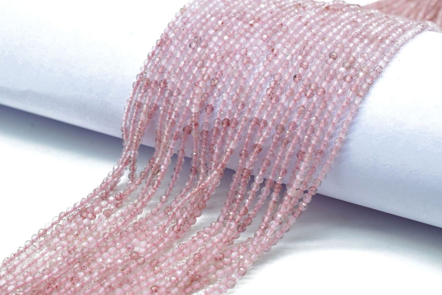 Pink STRAWBERRY beads,Quartz stone beads,2mm Faceted beads,jewelry making craft,Strawberry Quartz beads,pink beads strand,AAA Quality beads