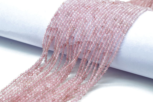 Pink STRAWBERRY beads,Quartz stone beads,2mm Faceted beads,jewelry making craft,Strawberry Quartz beads,pink beads strand,AAA Quality beads