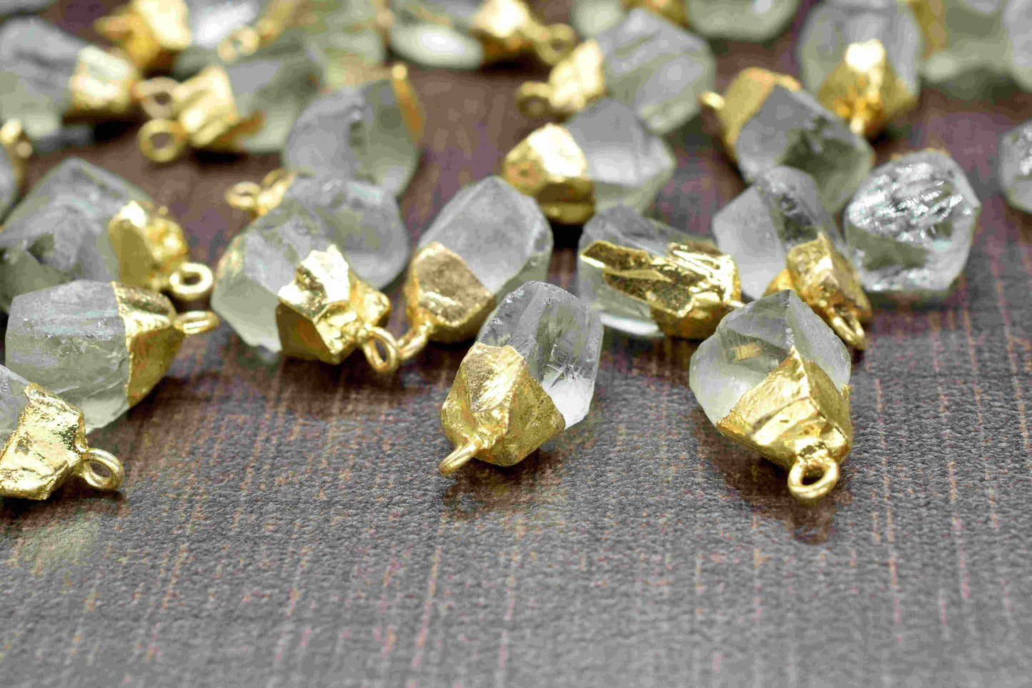 Natural Raw Rough Aquamarine Gemstone Pendant,Rough Gemstone Gold Plated Connectors,Aquamarine Birthstone Charms,Aquamarine Crystal Necklace
