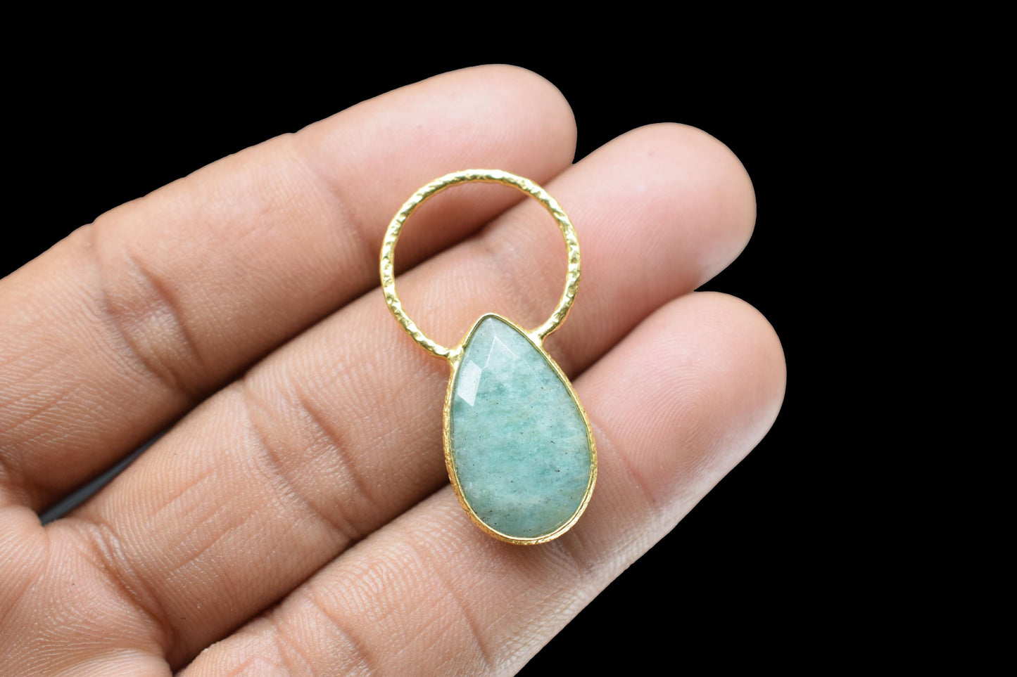 Gemstone Amazonite Jewelry Pendant/Amazonite Jewelry/Gold Plated Jewelry/Brass Connector Jewerly/Handmade Jewelry/Women Jewelry/B'day Gift