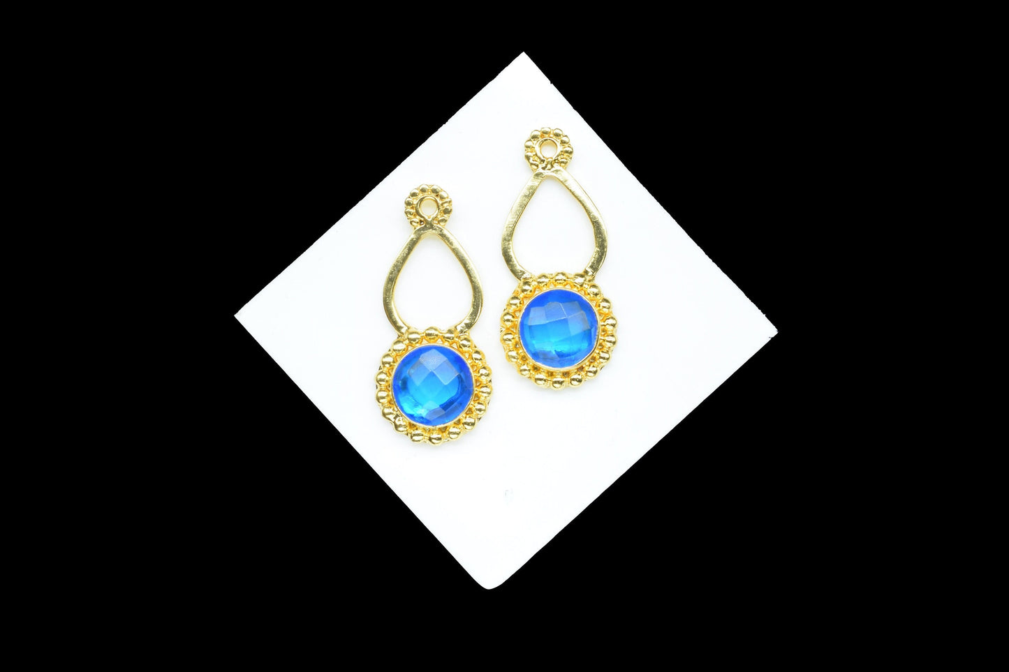 Blue Topaz Designer Pendant/Jewelry making Stone/Blue Topaz Pendant Charm/Topaz Handmade Jewelry Component/Round Shape Stone/Connector/Gift